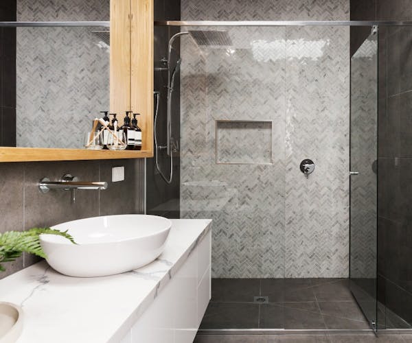 Solace Showers custom tile shower